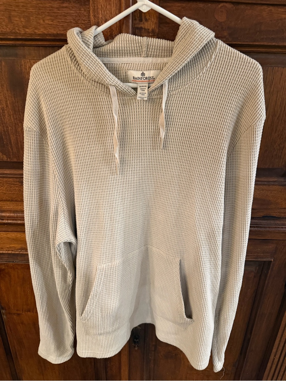 RAINFOREST Neutral Waffle-Knit Hoodie in Beige